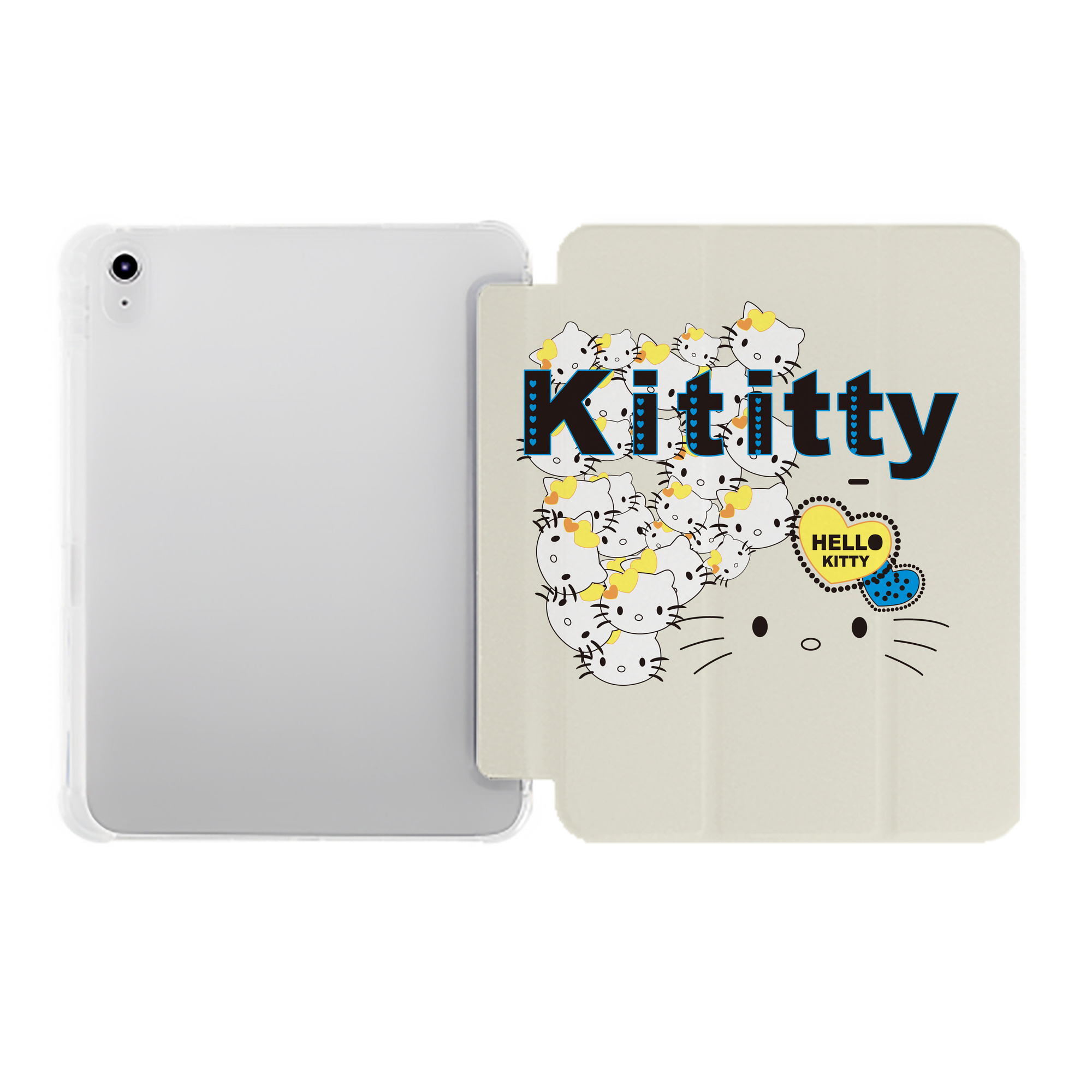 （画像用） Hello Kitty ハローキティ IPad ケース ペン収納付き 三つ折りスタンド PUレザー×シリコン 対応機種9.5/10.5/10.9インチ